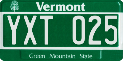 VT license plate YXT025