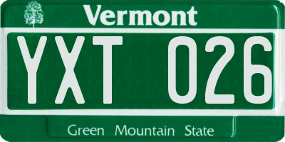 VT license plate YXT026