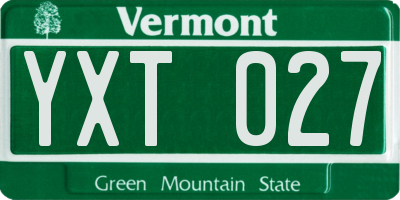 VT license plate YXT027