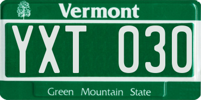 VT license plate YXT030