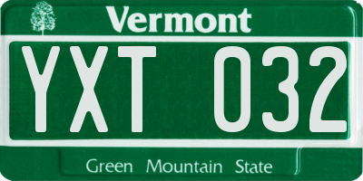 VT license plate YXT032