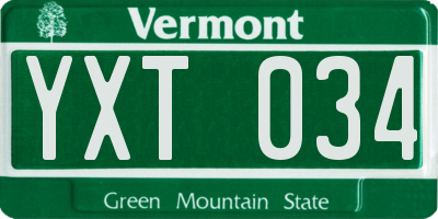 VT license plate YXT034