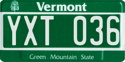 VT license plate YXT036