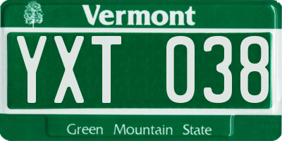 VT license plate YXT038