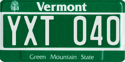 VT license plate YXT040