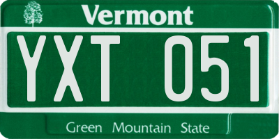 VT license plate YXT051