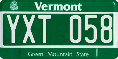 VT license plate YXT058