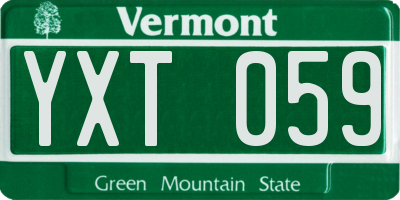 VT license plate YXT059