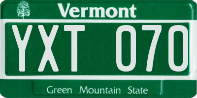 VT license plate YXT070