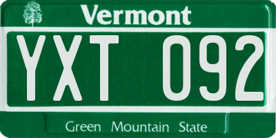 VT license plate YXT092