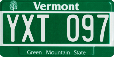 VT license plate YXT097