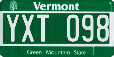 VT license plate YXT098