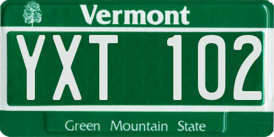 VT license plate YXT102