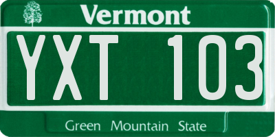 VT license plate YXT103