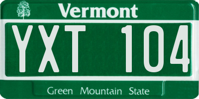 VT license plate YXT104