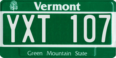 VT license plate YXT107