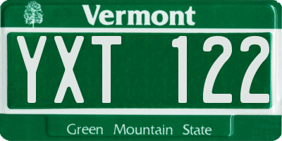 VT license plate YXT122