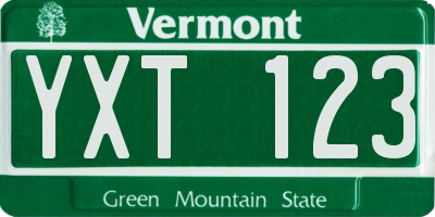 VT license plate YXT123