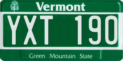 VT license plate YXT190