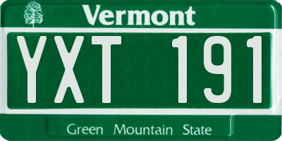VT license plate YXT191