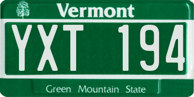 VT license plate YXT194