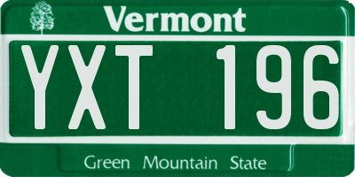 VT license plate YXT196