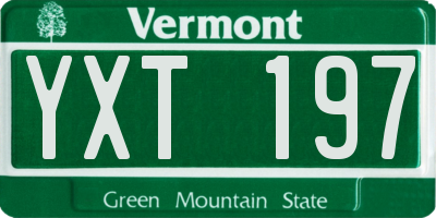 VT license plate YXT197