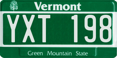 VT license plate YXT198