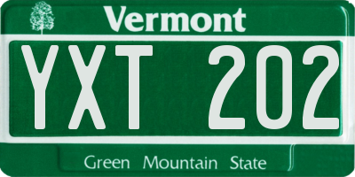 VT license plate YXT202