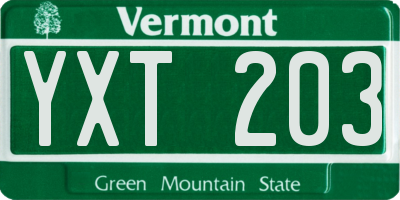 VT license plate YXT203