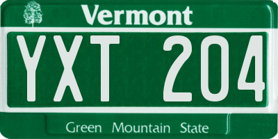 VT license plate YXT204