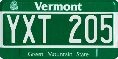 VT license plate YXT205