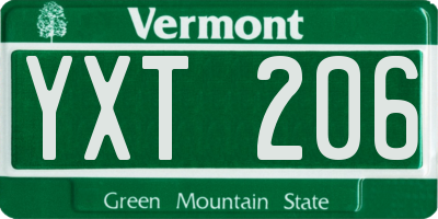 VT license plate YXT206