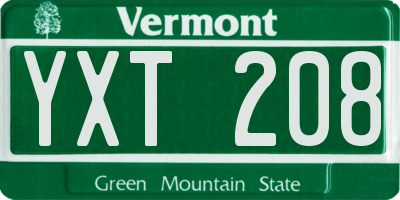 VT license plate YXT208