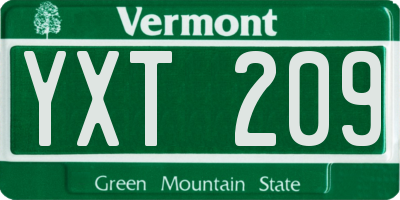 VT license plate YXT209