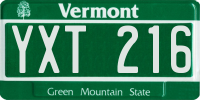 VT license plate YXT216