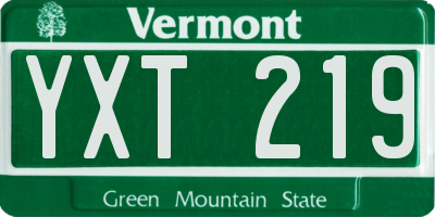 VT license plate YXT219