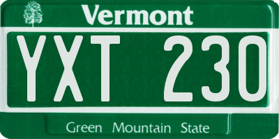 VT license plate YXT230