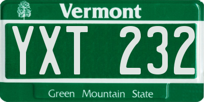 VT license plate YXT232