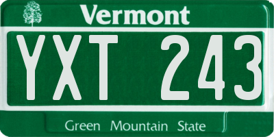 VT license plate YXT243