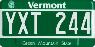 VT license plate YXT244