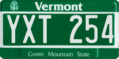 VT license plate YXT254