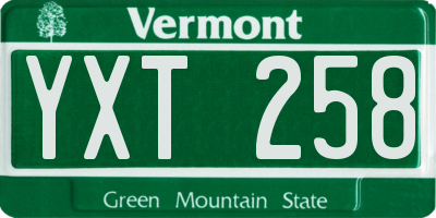 VT license plate YXT258