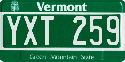 VT license plate YXT259