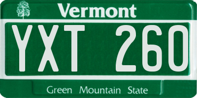 VT license plate YXT260