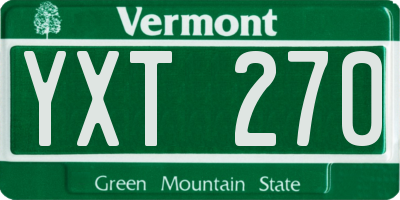 VT license plate YXT270