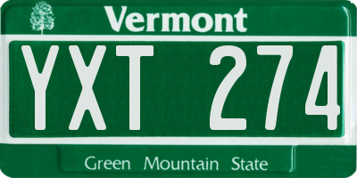 VT license plate YXT274