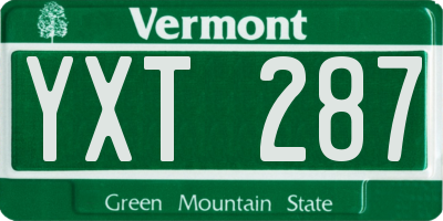 VT license plate YXT287