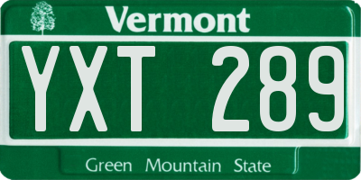 VT license plate YXT289