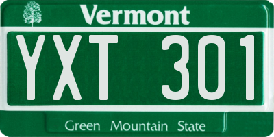 VT license plate YXT301